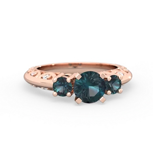Alexandrite Art Deco Eternal Embrace Engagement 14K Rose Gold ring C2003