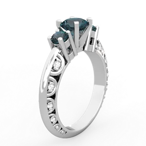 Alexandrite Art Deco Eternal Embrace Engagement 14K White Gold ring C2003