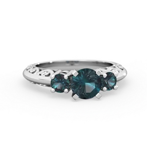 Alexandrite Art Deco Eternal Embrace Engagement 14K White Gold ring C2003