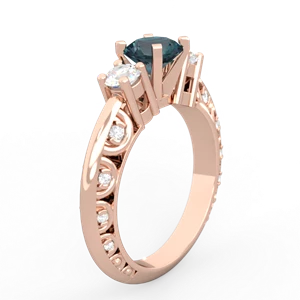 Alexandrite Art Deco Diamond 6Mm Round Engagment 14K Rose Gold ring R2003