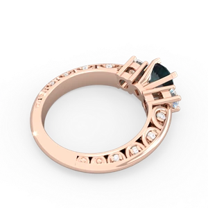 Alexandrite Art Deco Diamond 6Mm Round Engagment 14K Rose Gold ring R2003