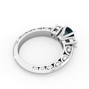 Alexandrite Art Deco Diamond 6Mm Round Engagment 14K White Gold ring R2003