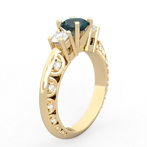 Alexandrite Art Deco Diamond 6Mm Round Engagment 14K Yellow Gold ring R2003