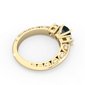 Alexandrite Art Deco Diamond 6Mm Round Engagment 14K Yellow Gold ring R2003