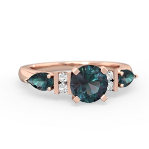 Alexandrite 6Mm Round Eternal Embrace Engagement 14K Rose Gold ring R2005