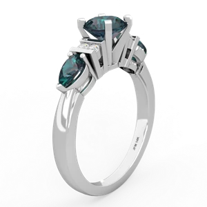 Alexandrite 6Mm Round Eternal Embrace Engagement 14K White Gold ring R2005