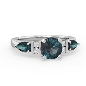 Alexandrite 6Mm Round Eternal Embrace Engagement 14K White Gold ring R2005