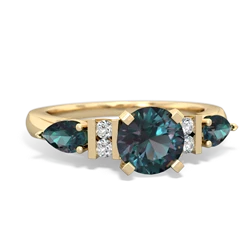 Alexandrite 6Mm Round Eternal Embrace Engagement 14K Yellow Gold ring R2005