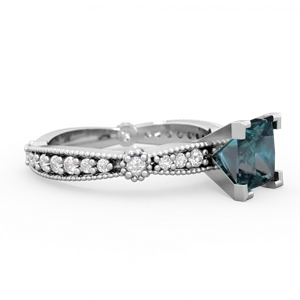 Alexandrite Sparkling Tiara 6Mm Princess 14K White Gold ring R26296SQ