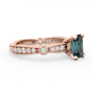 Alexandrite Sparkling Tiara 7X5mm Emerald-Cut 14K Rose Gold ring R26297EM