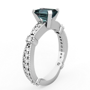 Alexandrite Sparkling Tiara 7X5mm Emerald-Cut 14K White Gold ring R26297EM