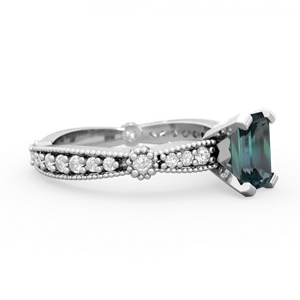 Alexandrite Sparkling Tiara 7X5mm Emerald-Cut 14K White Gold ring R26297EM
