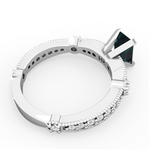 Alexandrite Sparkling Tiara 7X5mm Emerald-Cut 14K White Gold ring R26297EM