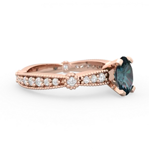 Alexandrite Sparkling Tiara 7X5mm Oval 14K Rose Gold ring R26297VL