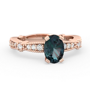Alexandrite Sparkling Tiara 7X5mm Oval 14K Rose Gold ring R26297VL