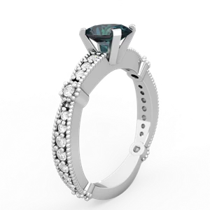 Alexandrite Sparkling Tiara 7X5mm Oval 14K White Gold ring R26297VL