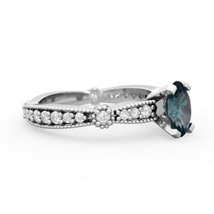 Alexandrite Sparkling Tiara 7X5mm Oval 14K White Gold ring R26297VL