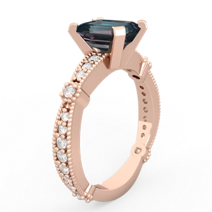 Alexandrite Sparkling Tiara 8X6 Emerald-Cut 14K Rose Gold ring R26298EM