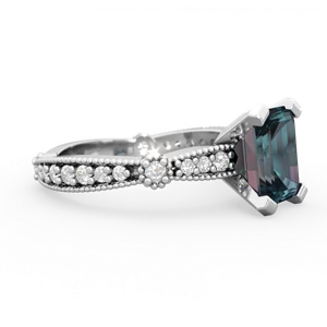 Alexandrite Sparkling Tiara 8X6 Emerald-Cut 14K White Gold ring R26298EM
