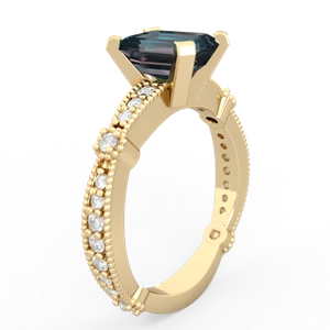 Alexandrite Sparkling Tiara 8X6 Emerald-Cut 14K Yellow Gold ring R26298EM