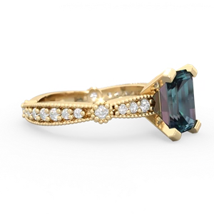 Alexandrite Sparkling Tiara 8X6 Emerald-Cut 14K Yellow Gold ring R26298EM