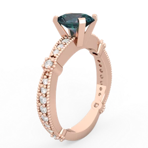 Alexandrite Sparkling Tiara 8X6 Oval 14K Rose Gold ring R26298VL