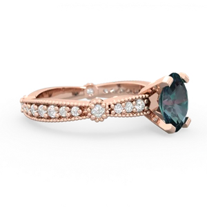 Alexandrite Sparkling Tiara 8X6 Oval 14K Rose Gold ring R26298VL