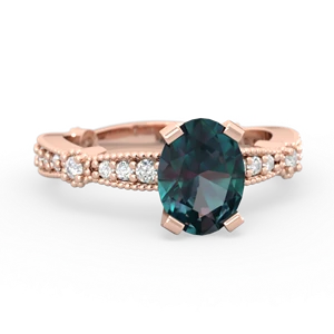 Alexandrite Sparkling Tiara 8X6 Oval 14K Rose Gold ring R26298VL