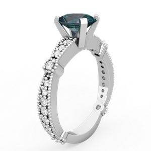 Alexandrite Sparkling Tiara 8X6 Oval 14K White Gold ring R26298VL