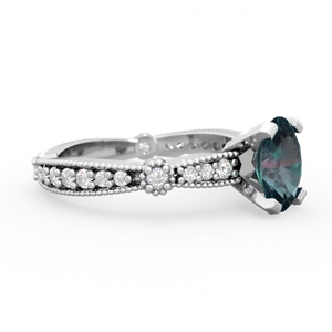 Alexandrite Sparkling Tiara 8X6 Oval 14K White Gold ring R26298VL