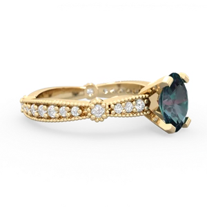 Alexandrite Sparkling Tiara 8X6 Oval 14K Yellow Gold ring R26298VL