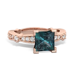 Alexandrite Sparkling Tiara 6Mm Princess 14K Rose Gold ring R26296SQ