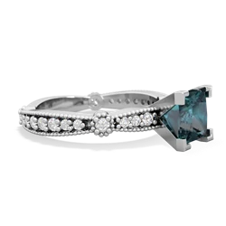 Alexandrite Sparkling Tiara 6Mm Princess 14K White Gold ring R26296SQ