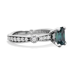 Alexandrite Sparkling Tiara 7X5mm Emerald-Cut 14K White Gold ring R26297EM