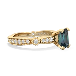 Alexandrite Sparkling Tiara 7X5mm Emerald-Cut 14K Yellow Gold ring R26297EM