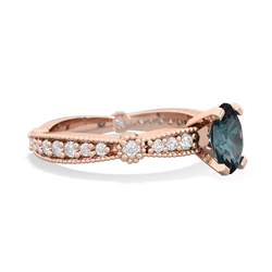 Alexandrite Sparkling Tiara 7X5mm Oval 14K Rose Gold ring R26297VL