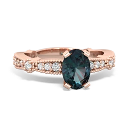 Alexandrite Sparkling Tiara 7X5mm Oval 14K Rose Gold ring R26297VL