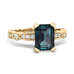 Alexandrite Sparkling Tiara 8X6 Emerald-Cut 14K Yellow Gold ring R26298EM