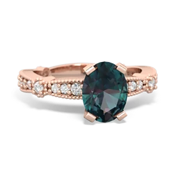 Alexandrite Sparkling Tiara 8X6 Oval 14K Rose Gold ring R26298VL