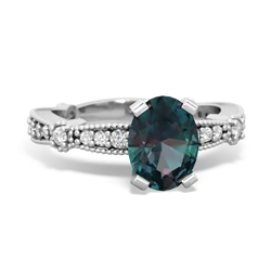 Alexandrite Sparkling Tiara 8X6 Oval 14K White Gold ring R26298VL