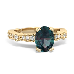 Alexandrite Sparkling Tiara 8X6 Oval 14K Yellow Gold ring R26298VL