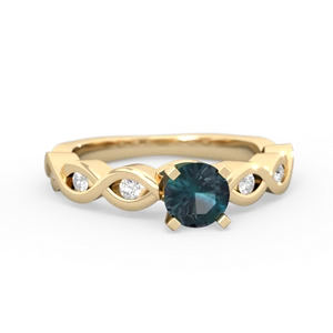 Alexandrite Infinity 5Mm Round Engagement 14K Yellow Gold ring R26315RD