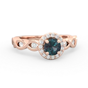 Alexandrite Infinity Halo Engagement 14K Rose Gold ring R26315RH