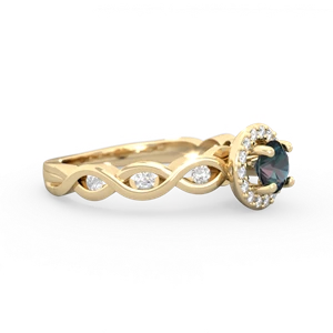 Alexandrite Infinity Halo Engagement 14K Yellow Gold ring R26315RH