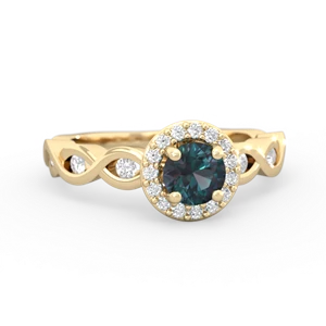Alexandrite Infinity Halo Engagement 14K Yellow Gold ring R26315RH