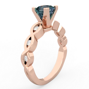Alexandrite Infinity 5Mm Square Engagement 14K Rose Gold ring R26315SQ