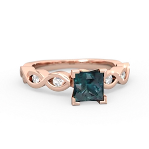 Alexandrite Infinity 5Mm Square Engagement 14K Rose Gold ring R26315SQ