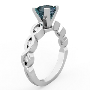 Alexandrite Infinity 5Mm Square Engagement 14K White Gold ring R26315SQ