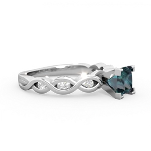 Alexandrite Infinity 5Mm Square Engagement 14K White Gold ring R26315SQ