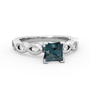 Alexandrite Infinity 5Mm Square Engagement 14K White Gold ring R26315SQ